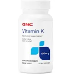 GNC Vitamin K 100mcg, 180 Tablets, Helps The Body Transport Calcium