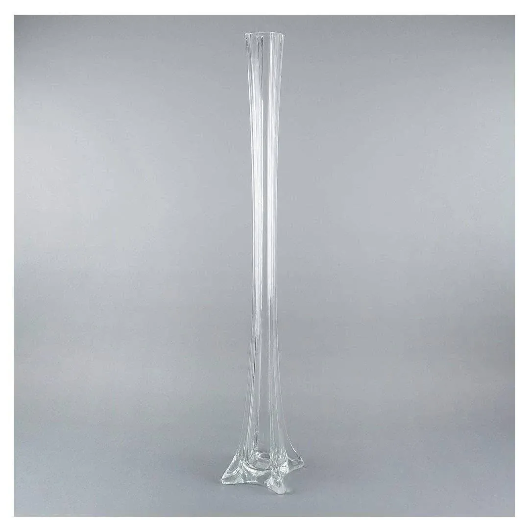 Eiffel Tower Vase CLEAR 24&quot; - Floral Vase for Feather Centerpieces, Wedding Reception Decor, Birthday Party Decorations ZUCKER®