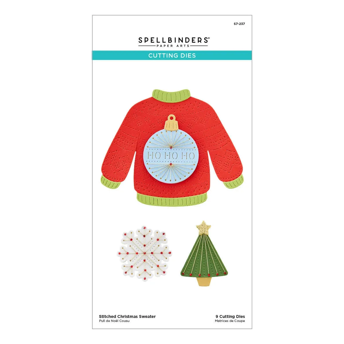 Spellbinders Stitched Christmas Sweater Etched Dies  9pc : Stitched for Christma