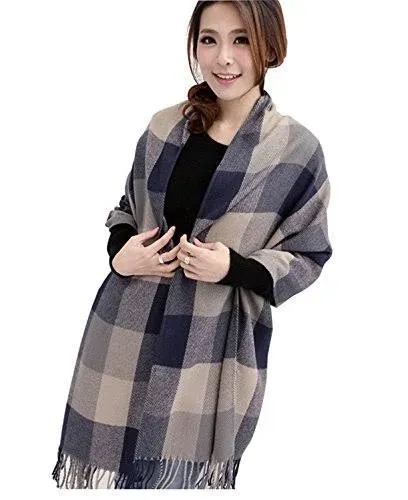 Loritta Womens Scarf Fashion Long Plaid Shawls Wraps Big Grid Winter Warm Lattice ...