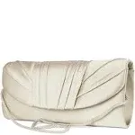 Jessica Mcclintock Satin Pleated Flap Clutch Champagne