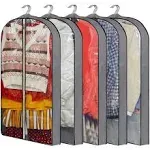 40&#034; Clear Garment Bags for Hanging Clothes, 5 Pcs Garment Bags for Storage, Hang