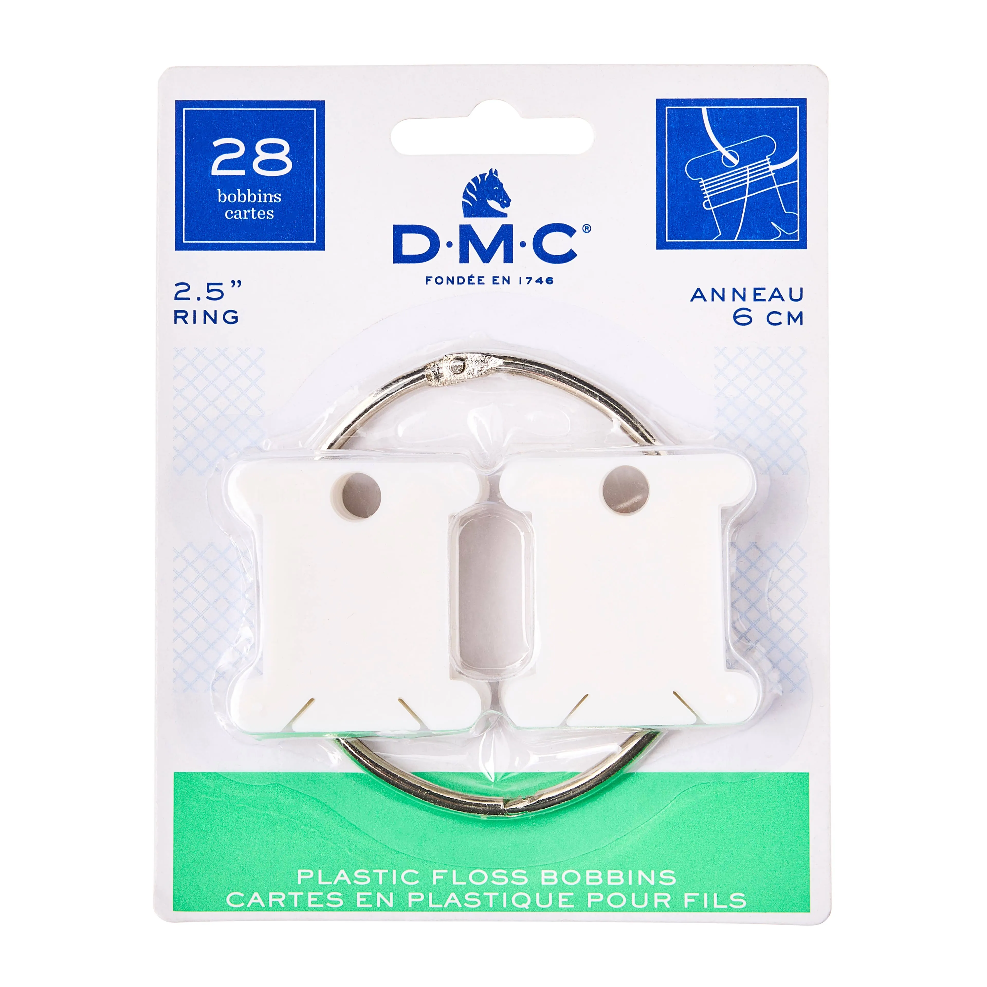 DMC Plastic Floss Bobbins 28 count and Ring NIP