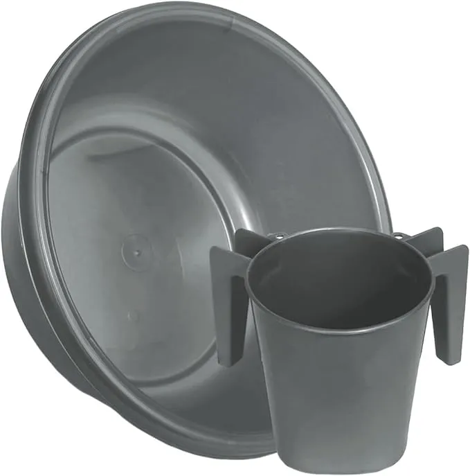 YBM Home Square Wash Cup &amp; Round Wash Basin Netilat Yadayim, Negel Vasser Set