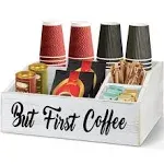 NC Wooden Coffee Station Organizer, Coffee Bar Accessories Organizer for Counter, Coffee Bar Bin Box, Coffee Pods Holder, Farmhouse Coffee Bar Decor