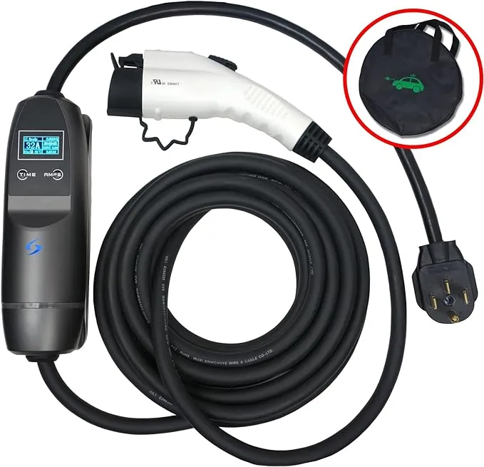 Inteset 10 to 32 Amp, Portable EV Charger, 240V, 25ft Cable, NEMA 14-50 Plug,...