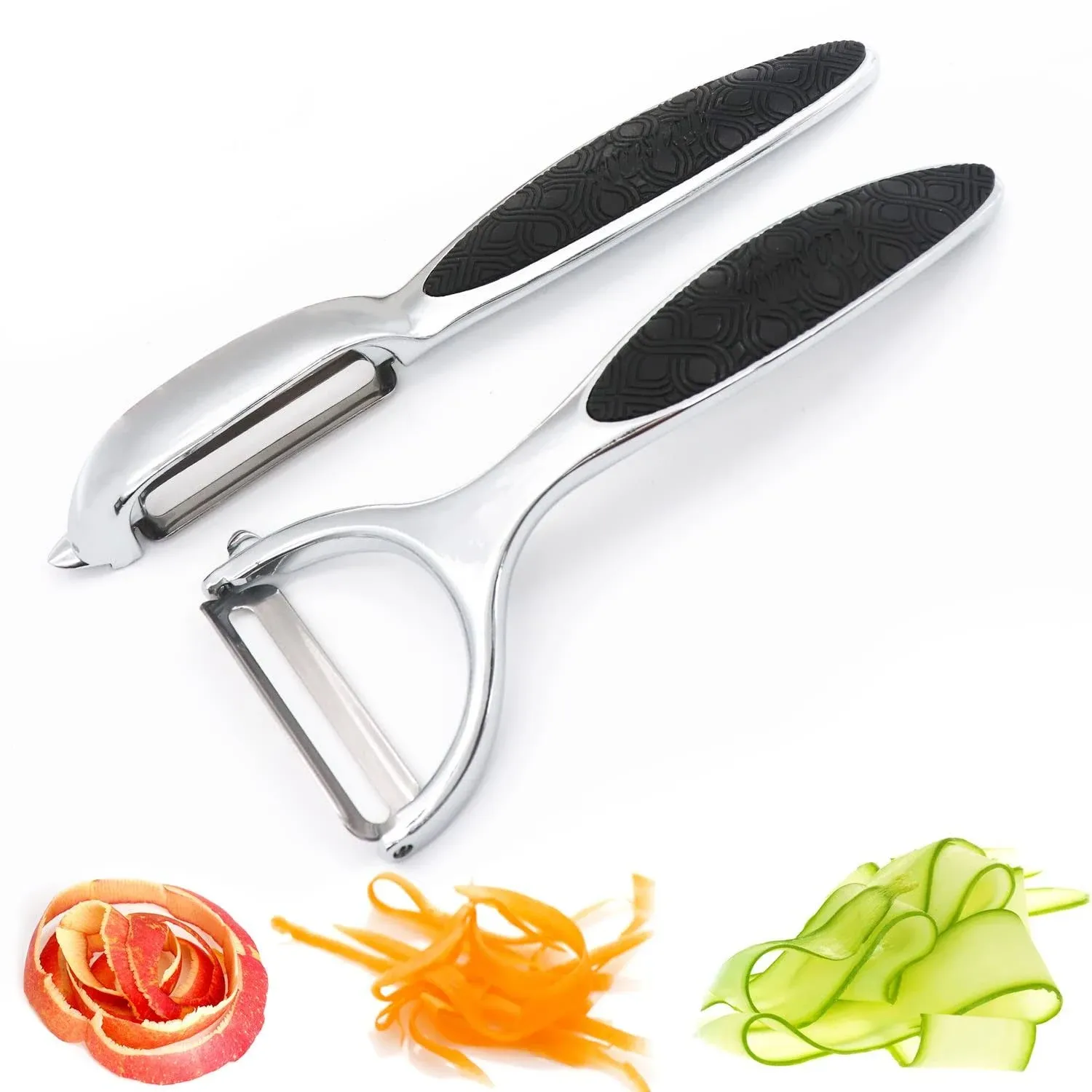 Vegetable Peeler for Kitchen, NewGF Fruit Potato Carrot Apple Peeler, Good Grip and Durable Y and I Shaped Stainless Steel Peelers, with Ergonomic Non-Slip Handle & Sharp Blade (2PCS)