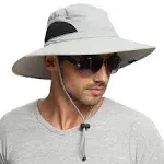 EINSKEY Men's Waterproof Sun Hat, Outdoor Sun Protection Bucket Safari Cap for Safari Fishing Hunting Dark Gray One Size