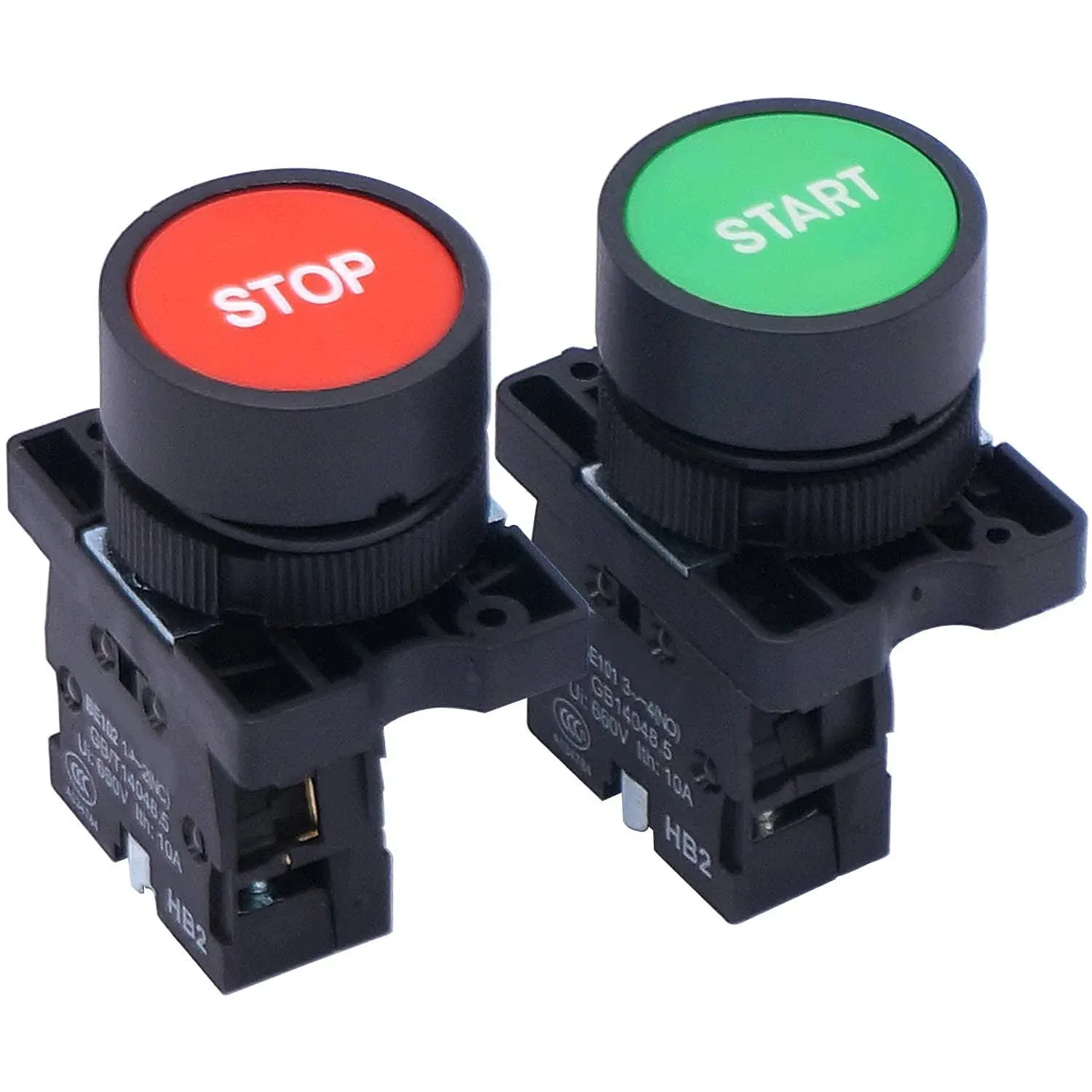 Taiss Momentary Push Button Switch Start/Stop Red Green Sign NO NC AC 660V 10A Button Switch HB2-Start/Stop