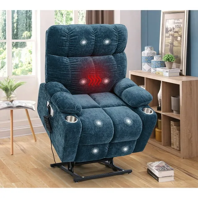 Mcombo Large Dual Motor Power Lift Recliner Chair with Massage and Heat for Big ...