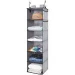 StorageWorks 6-Shelf Hanging Closet Organizer, Hanging Shelves for Closet, Fabric, Mixing of Brown and Gray, 12" D x 12" W x 47 ¾" H