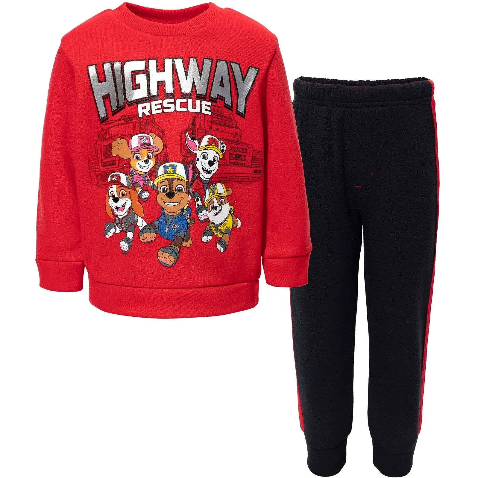 Paw Patrol Skye Chase Marshall Toddler Boys Fleece Sweatshirt and Pants Set Black / Red 2T