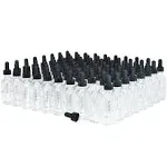 (Pack of 80) 2 oz. Clear Boston Round with Black Glass Dropper