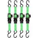 SmartStraps 468 Green 6' 1,500 lbs Capacity Retractable Ratchet Tie Down, (Pack of 4)