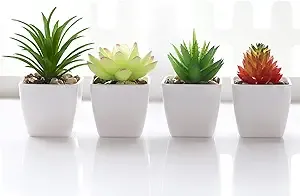 Veryhome Fake Succulents Plants Artificial Faux Succulents Small 4pcs Mini