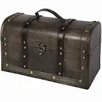 Decorative Box for Home Décor: Antique Stained Wood Treasure Chest, Luggage Déco