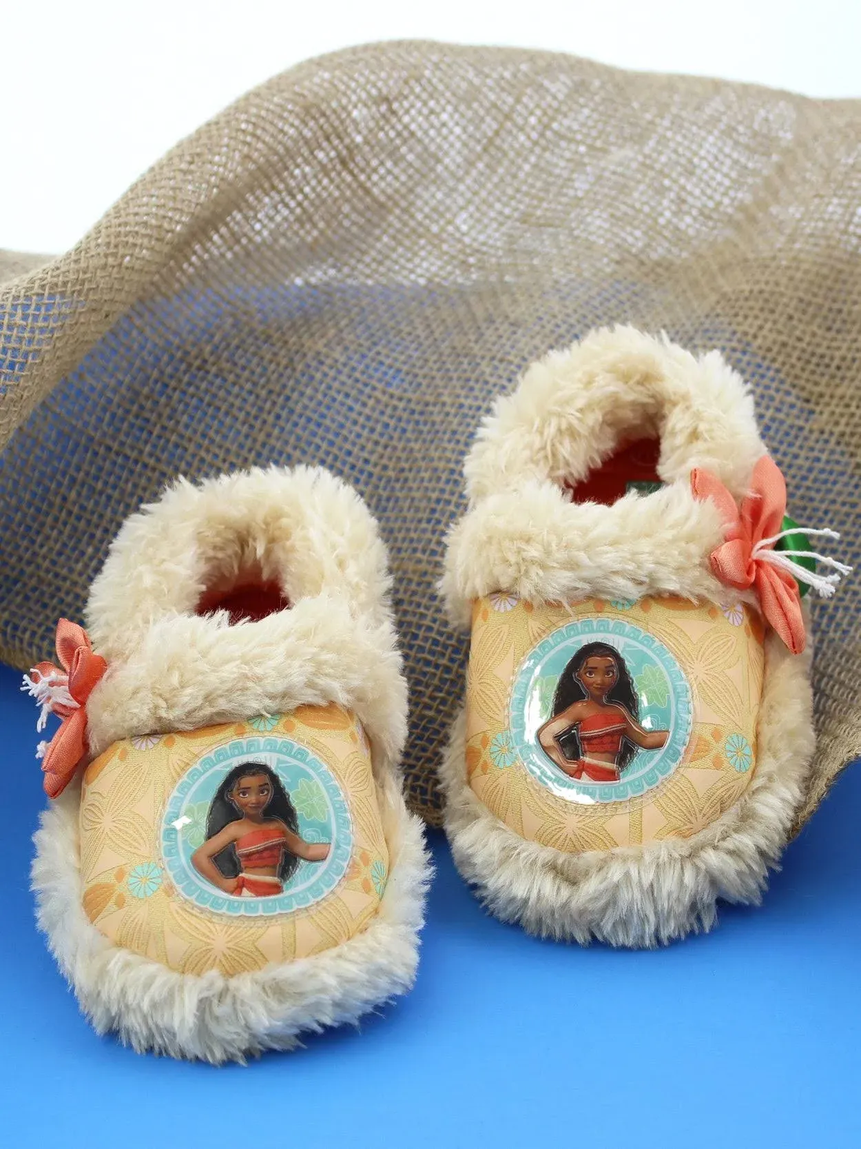 Josmo Disney Moana Toddler Girl's Plush A-Line Slippers with Faux Fur Nimo2806a1, Size: 7-8 Medium US Toddler, Orange