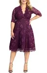 KIYONNA Mademoiselle lace Cocktail A-Line Dress in Berry Bliss Womens 3X NEW