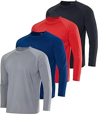 4-Pack: Mens Long Sleeve Rash Guard Shirt – Swimwear UPF 50+ Sun Protection Surf