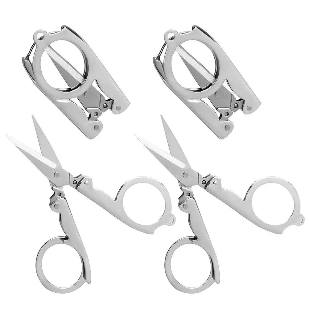 Folding Scissors  4Pcs Stainless Steel Small Scissors Pocket Portable Foldable Travel Scissors Tiny Mini Craft Cutter