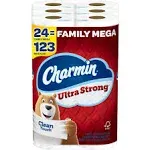 Charmin Toilet Paper Ultra Strong Clean Touch, 24 Family Mega Rolls = 120 Regular Rolls (Packaging May Vary)