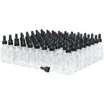 (Pack of 80) 2 oz. Clear Boston Round with Black Glass Dropper