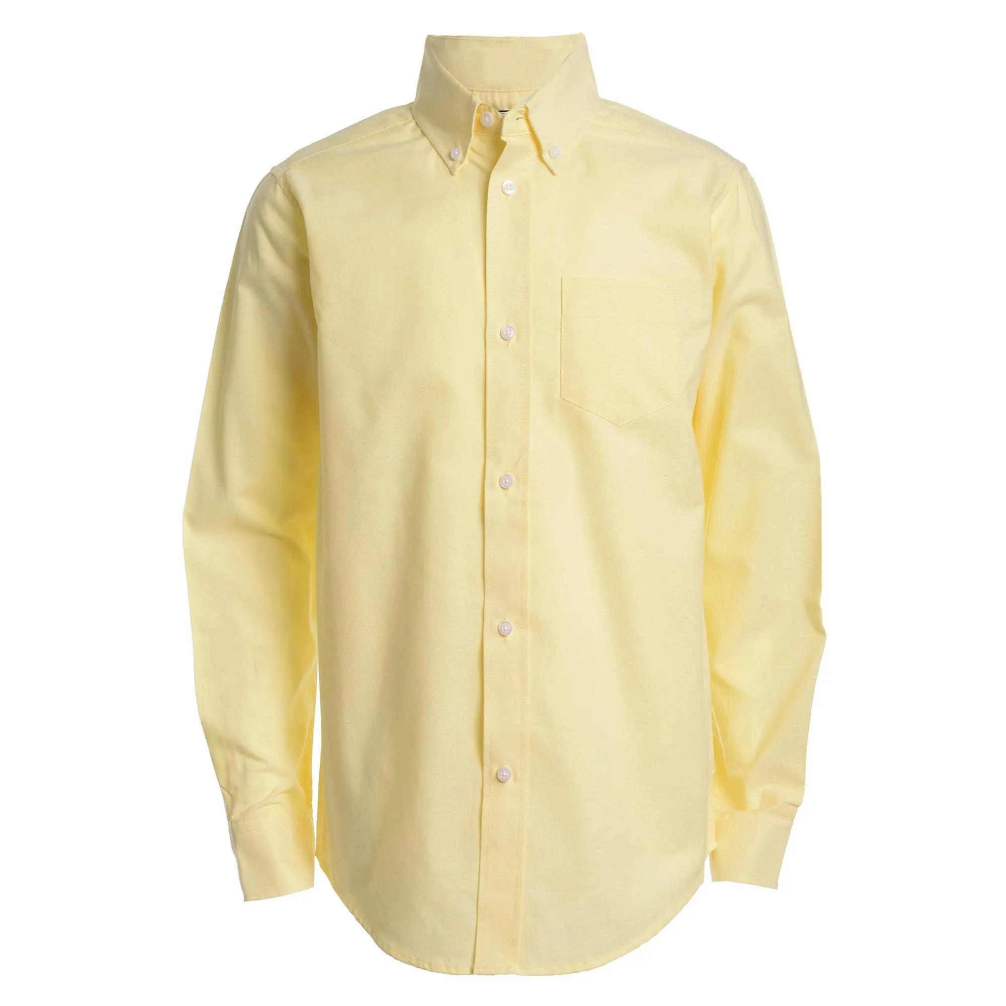 IZOD Boys' Long Sleeve Solid Button-Down Collared Oxford Shirt with Chest Pocket