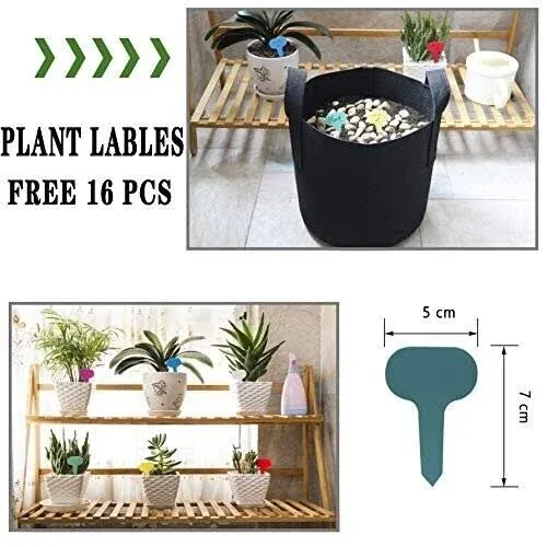 16-Pack 3 Gallon Grow Bags Heavy Duty Thickened Nonwoven Fabric Pots Containe...