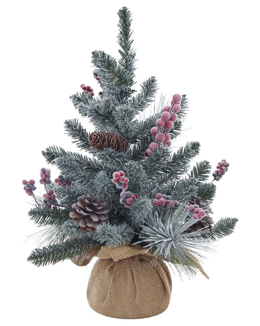 Kurt Adler 18-Inch Flocked Red Berries and Pinecone Tree