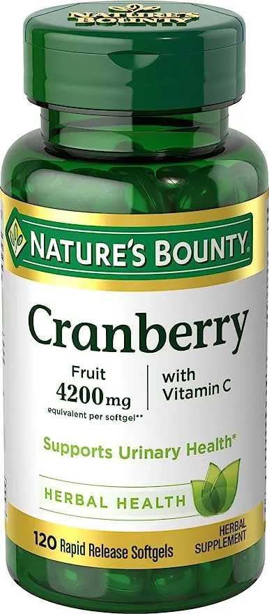 Nature's Bounty Cranberry Fruit 4200 mg Plus Vitamin C, 120 Softgels