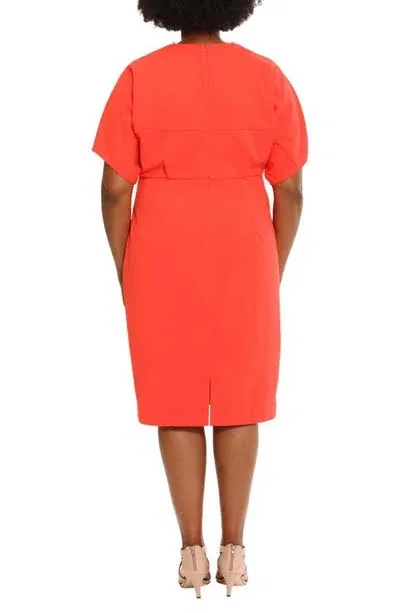 V-neck Dolman Sleeve Sheath Dress In Fire