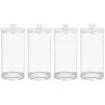 mDesign Acrylic Airtight Apothecary Storage Organizer Canister Jars - Plastic Containers with Lid for Kitchen - Holder for Pantry or Countertop, Lumiere Collection, 4 Pack, Clear/White