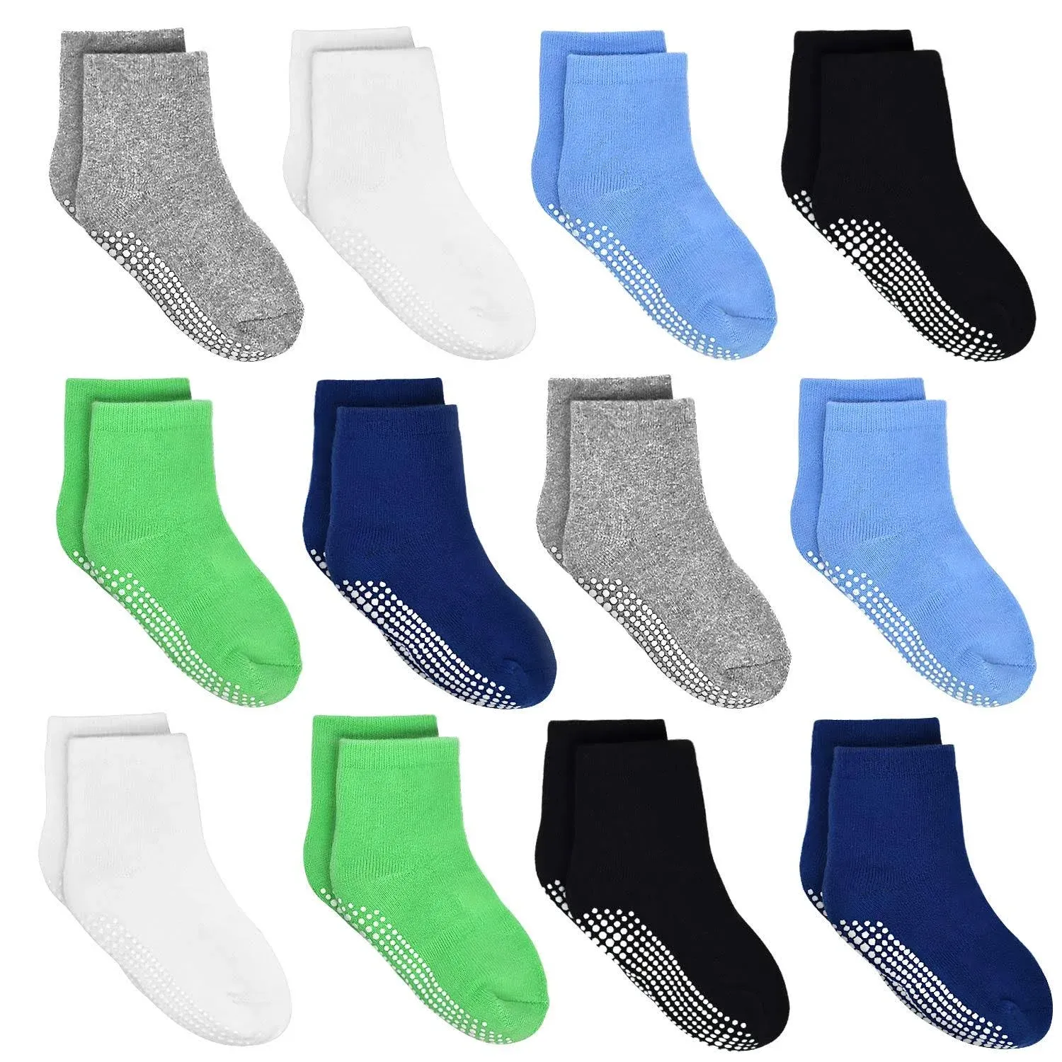 Tphon Kids Non Slip Toddler Boy Grip Socks 12 Pairs Anti Skid Sticky Socks for 1 ...