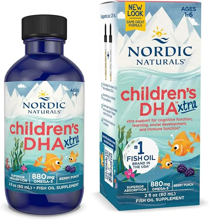 Nordic Naturals Children’s DHA Xtra, Berry Punch - 2 oz for Kids - 880 mg Total Omega-3s with EPA & DHA - Cognitive & Immune Function, Learning, Social Development - Non-GMO - 48 Servings 