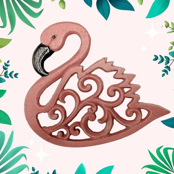 No.1.GiftShop Trivet with Cast Iron Flamingo Tropical Style Vintage Kitchen ...