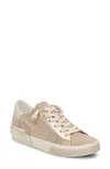 Zina Crystal Sneaker In Gold Suede