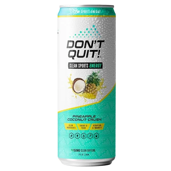 Don't Quit Clean Sports Energy, Pineapple Coconut Crush 12oz 12pk